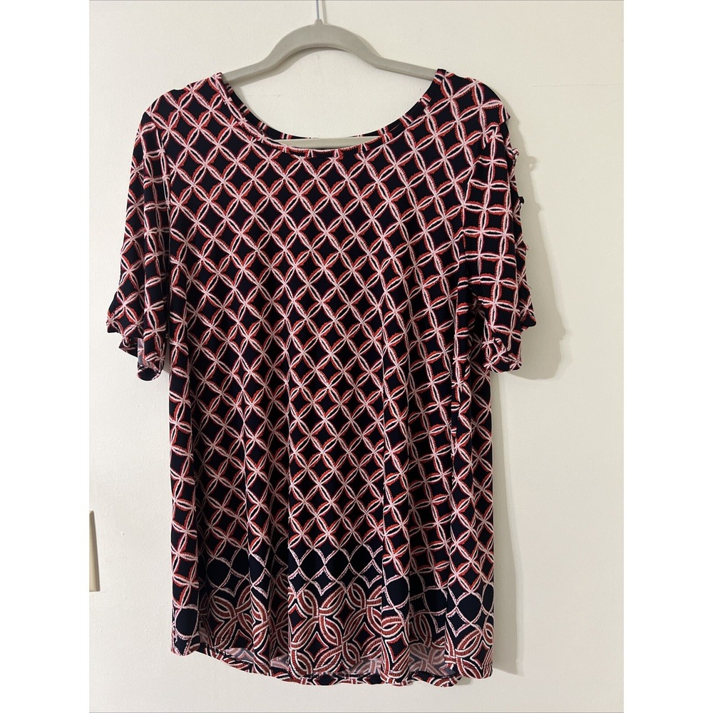 C est 1946 Short Sleeve Multicolor Blouse Women's Size 14/16W